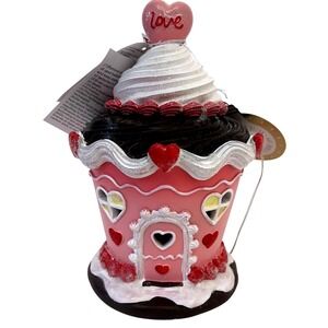 LOVE & Cupcakes Valentine's Day Gingerbread Village House LED Hearts Cupcake Top